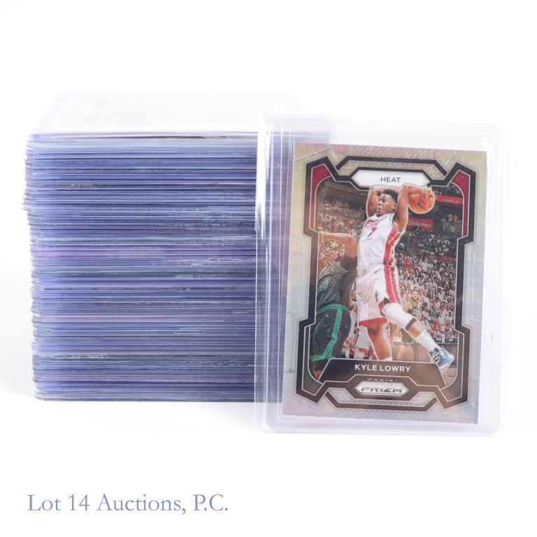 55 Numbered Basketball Cards: Collection of fifty five serial numbered basketball cards. Players in this collection are Eric Gordon, Jerami Grant, Kareem Abdul-Jabbar, Jayson Tatum, Kevin Durant, Jalen hood Schifino, Rudy Gobert, 