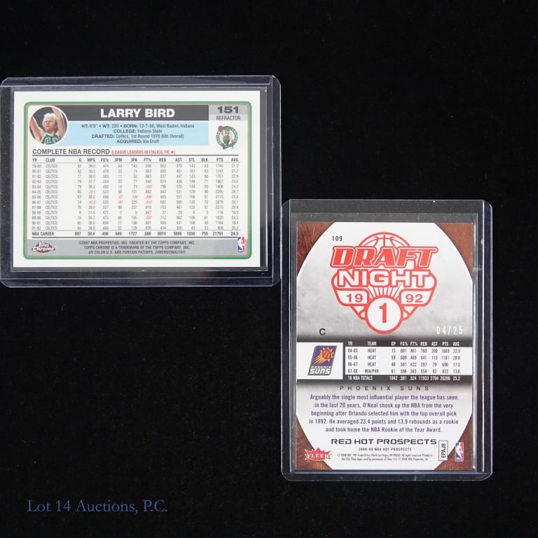 Larry Bird Refractor & Shaq Numbered Insert - 2