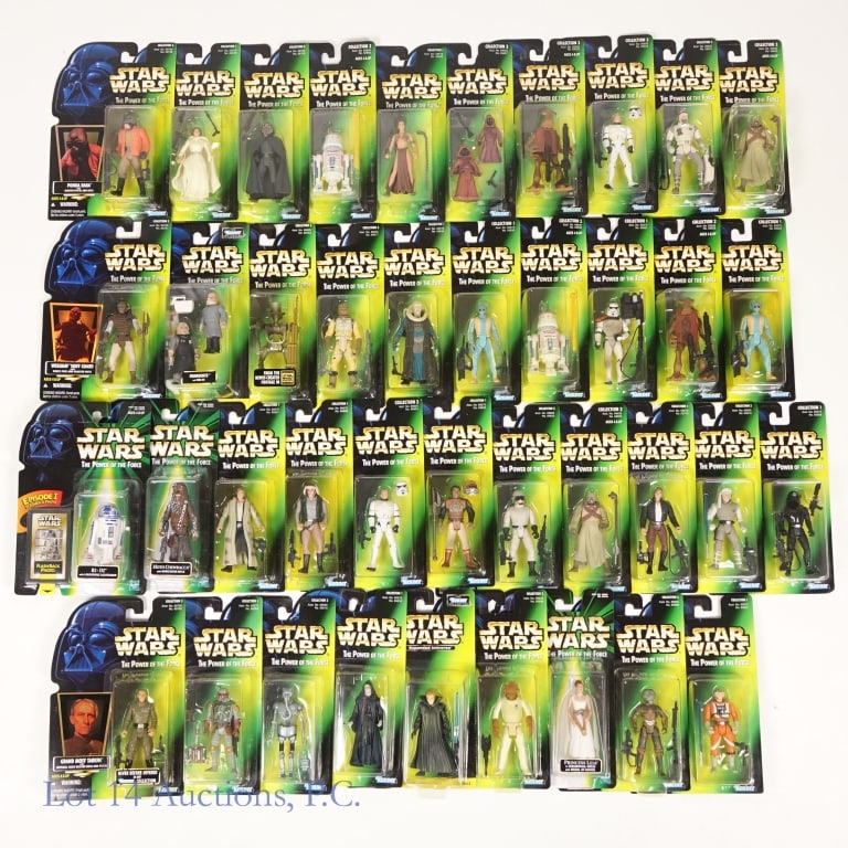 Star Wars Power of the Force Figures - NIP (39+1): Forty (40) Star Wars: Power of the Force action figures. All new in package. Package condition varies, but most are in very nice condition. Listed by assortment / figure number. Princess Leia Organa (