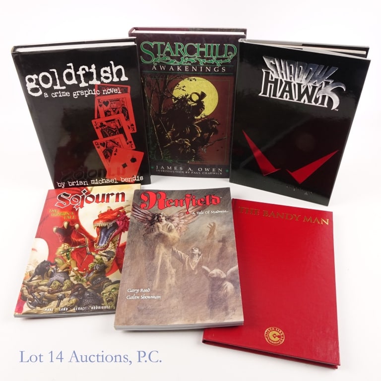 Sgnd Shadowhawk Hardcover #732, Comics (6): Signed Shadowhawk Hardcover #732/5000 & More Comics (6). Collection of six (6) hardcover and trade paperbackcomic books including a Shadowhawk: Out of the Shadows hardcover signed by Jim Valentino