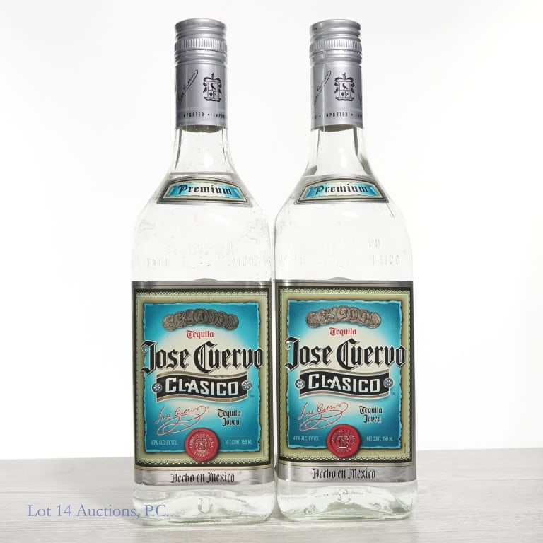 Jose Cuervo Clasico Joven Tequila Older Bottles, 2: Two (2) older bottles Jose Cuervo Clasico Joven Tequila, 80 Proof, 2 x 750 ml. Likely early 2000s bottling.