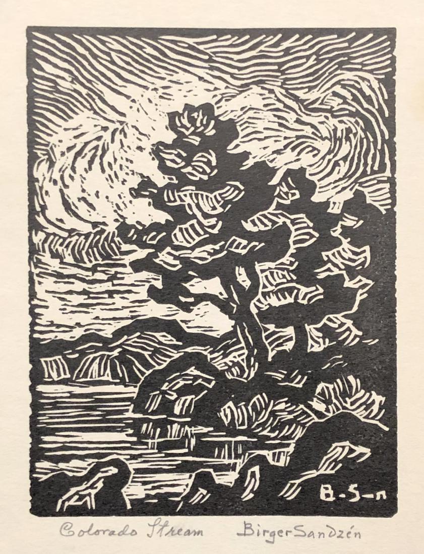 Birger Sandzen original pencil signed linocut, 1952 (1 of 4)