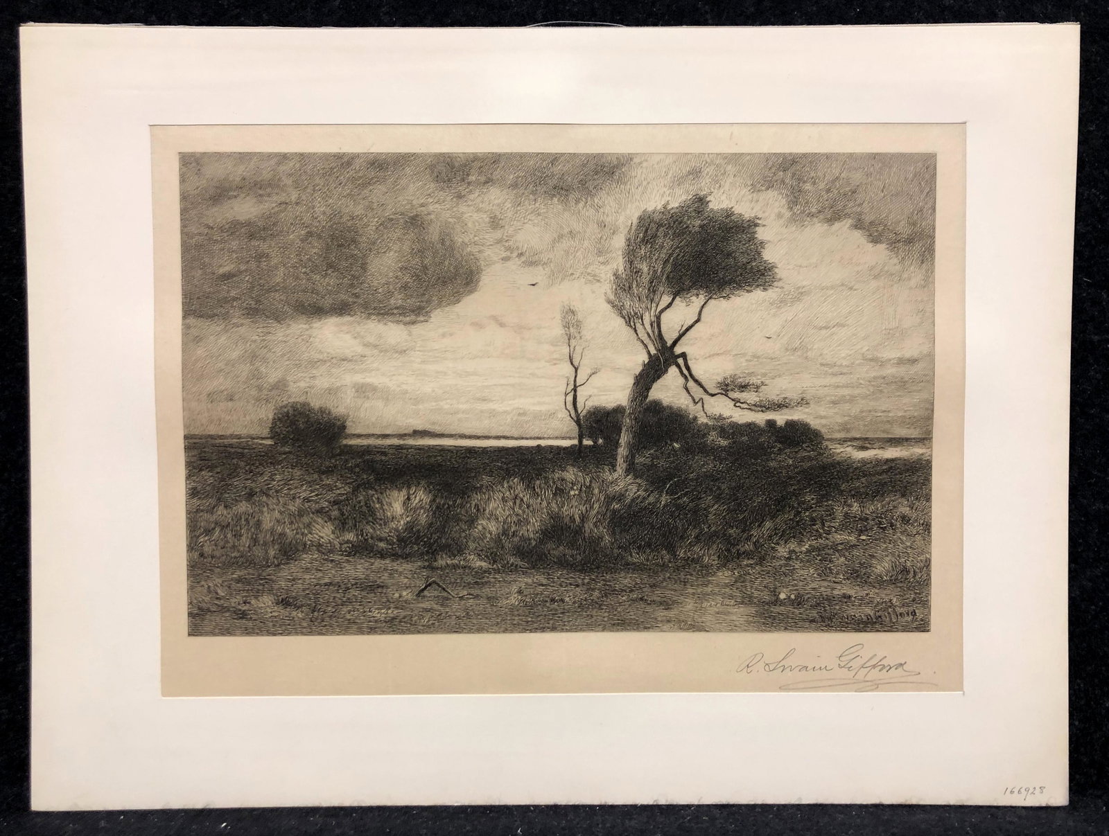 Artist: Robert Swain Gifford (American, 1840-1909: Artist: Robert Swain Gifford (American, 1840-1909 Title: Near the Coast (Buzzards Bay, MA) Year: 1886 Medium: etching Image Size: 6.9in X 10.6in Sheet Size: 9in X 12in Original etching, signed bol