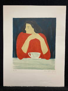 Artist:  Pierre Boncompain (French, 1938-living): Artist: Pierre Boncompain (French, 1938-living) Title: Tea Time Year: ca. 1985 Medium: color lithograph Image Size: 16.5 X 13.6 inches Sheet Size: 25.7 X 19.6 inches Description: