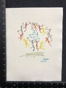 Picasso, lithograph: Artist: Pablo Picasso (Spanish, 1881-1973) Title: ? Year: ca. 1965 Medium: Lithograph Image Size: 7.2 X 6.3 inches Sheet Size: 12.2 X 9.7 inches Condition: Fine Shipping: $15 to US address