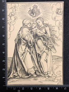 Lucas Cranach (after): Artist: Lucas Cranach (German, 1472-1553) Title: Madonna and Child with St. Ann Year: ca. 1890-1900 Medium: wood engraving Image Size: 9.7 X 6.6 inches Sheet Size: 9.9 X 6.7 inches Description: Late