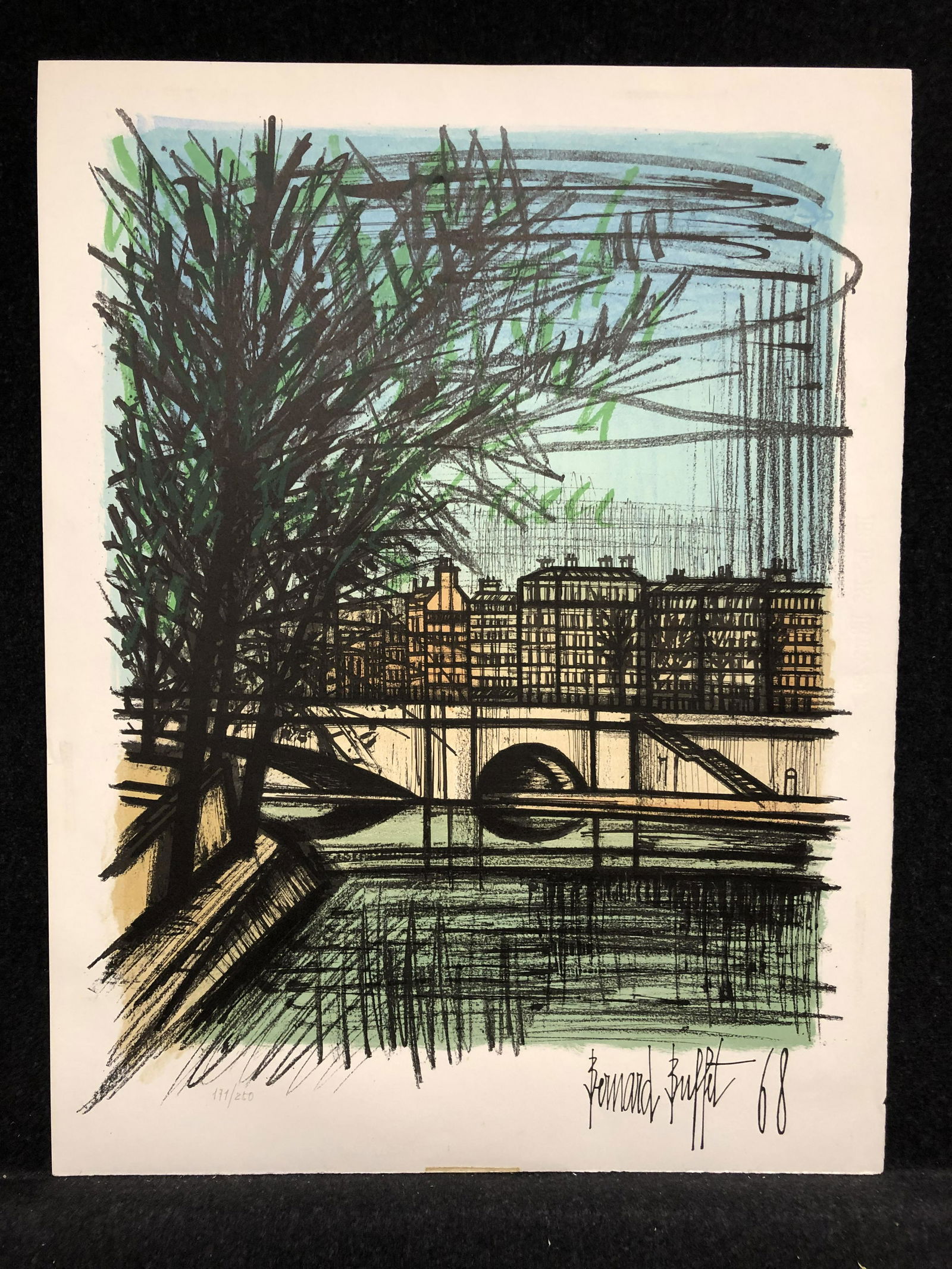 Artist:  Bernard Buffet (French, 1928-1999)  Title:  La Seine I  Year:  1968  Medium:  Original (1 of 4)