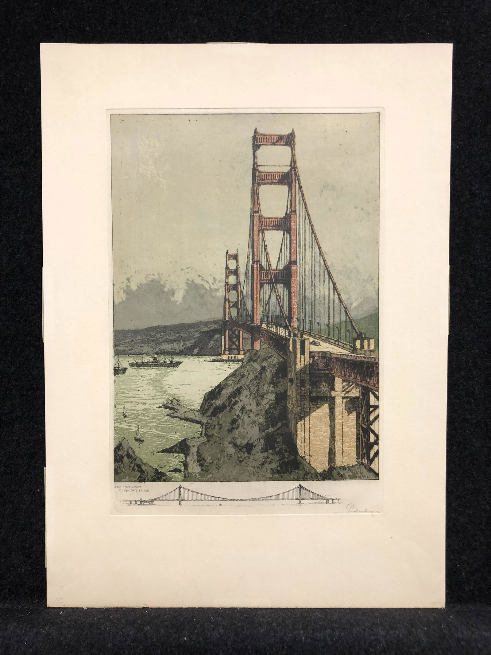 Artist:  Josef Eidenberger (Austria, 1899-1991)   Title:  Golden Gate Bridge  Year:  1936  Medium: (1 of 6)