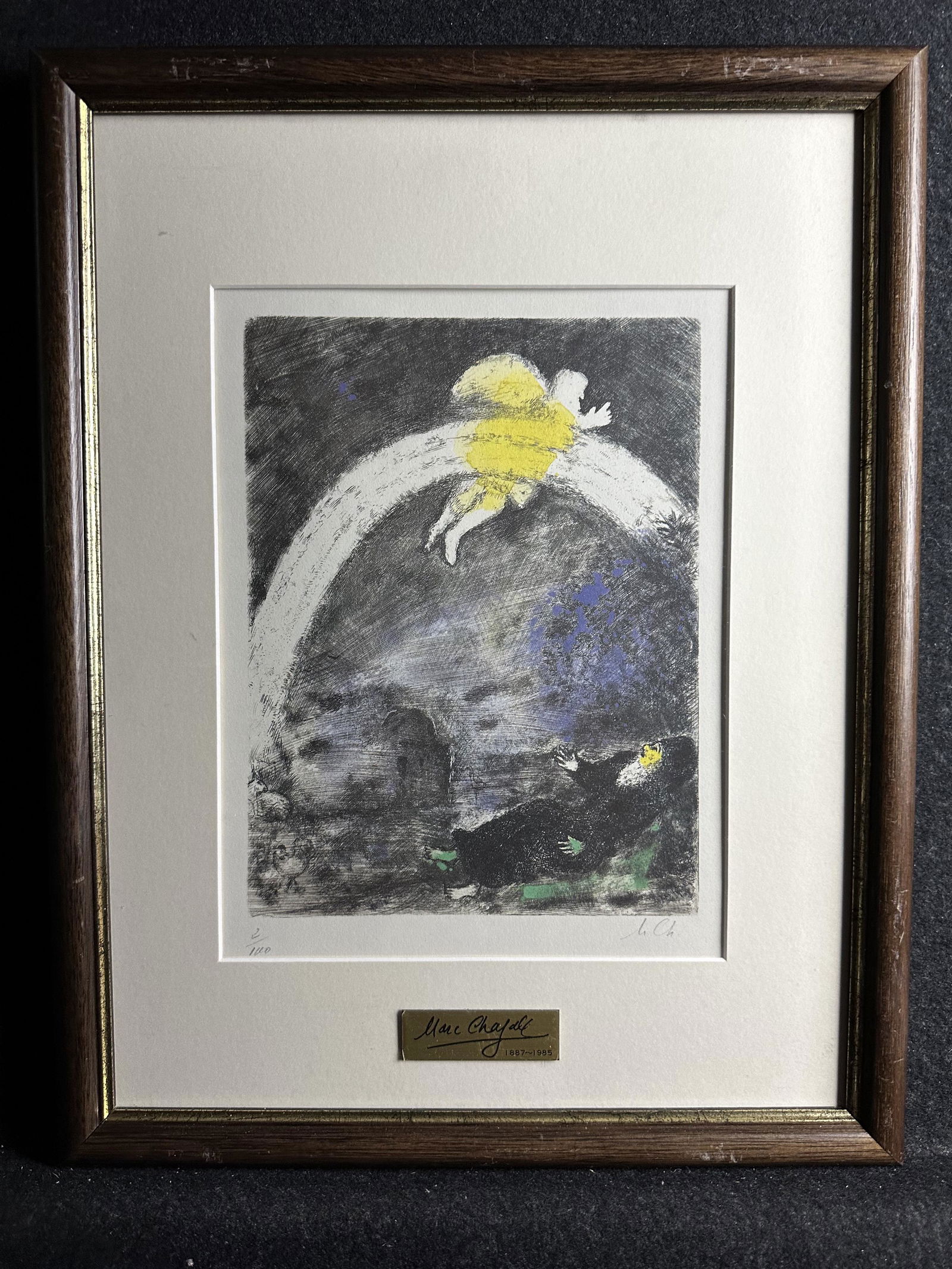 Marc Chagall (after), photogravure after the etching: Artist: Marc Chagall (Russian/French, 1876-1944) Title: The Rainbow Year: ca. 1980 Medium: photogravure after the etching Image Size: 8.7 X 6.6 inches Frame Size: 16 X 12 inches Ca