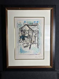 Artist:  Marc Chagall (Russian/French, 1887-1985)   Title:  Le Peintre Devant le Village, I  Year: