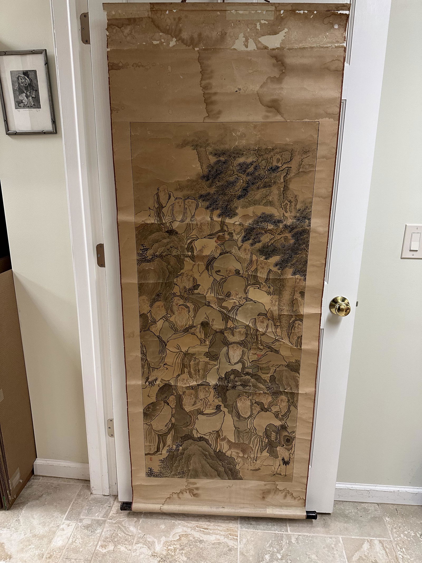 Artist:  Japanese   Title:  Travelers Resting on a Road  Year:  ca.1920  Medium:  ink wash & (1 of 6)