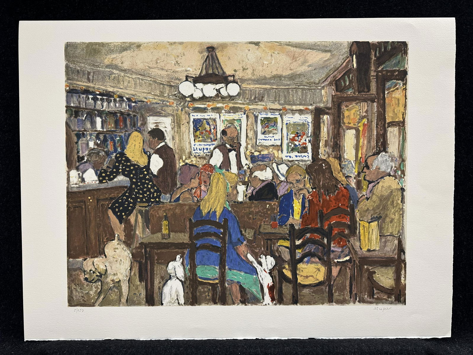 Marko Stupar, pencil signed original lithograph: Artist: Marko Stupar (Yug./Fr., 1936-living) Title: Le Café Le Select, Montparnasse Year: ca.1990 Medium: original lithograph Image Size: 18.1 x 23.4 inches Sheet Size: 22.0 x 29.6 inches