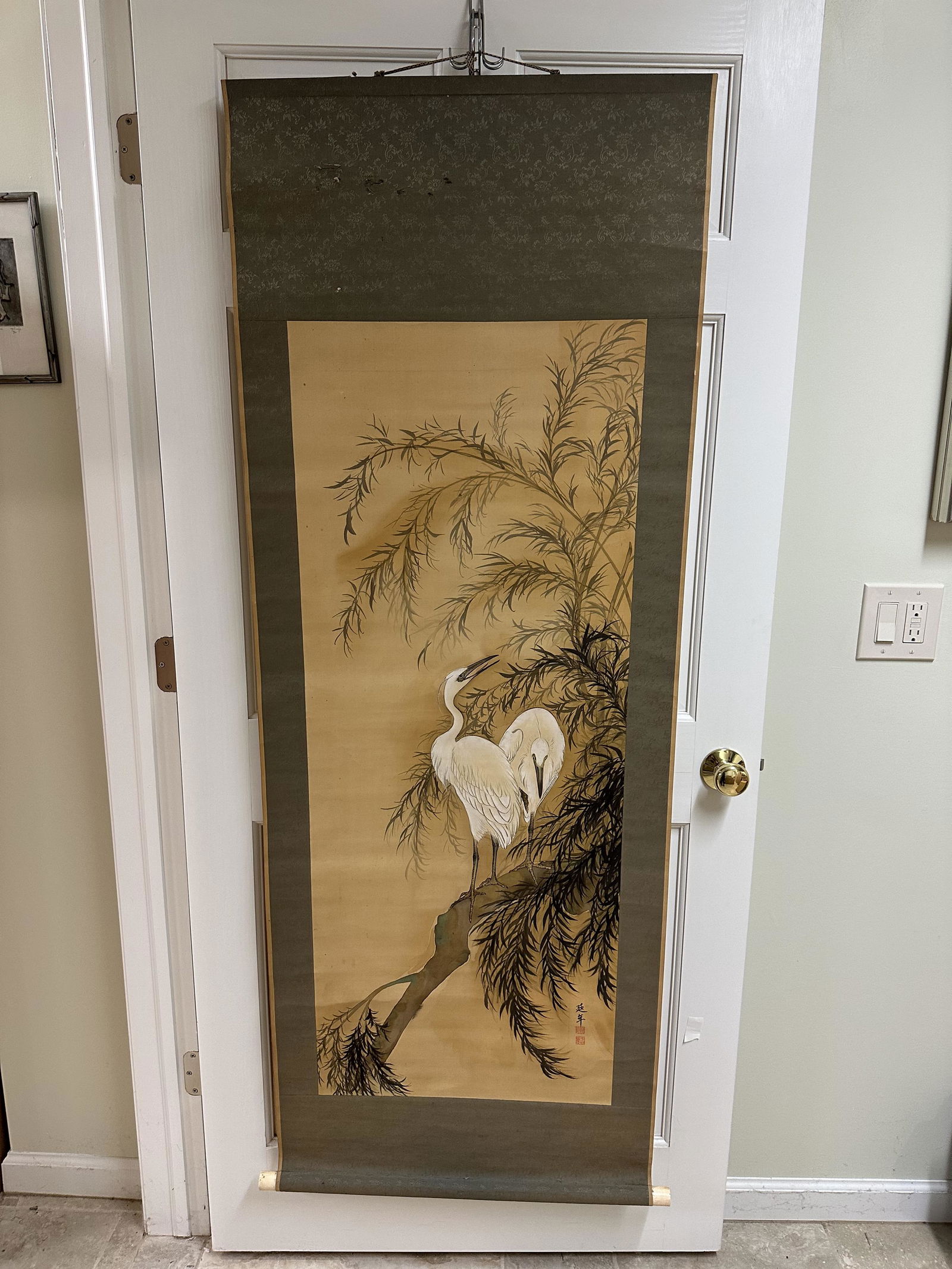 Original Japanese watercolor scroll painting, ca.1900, signed (1 of 6)