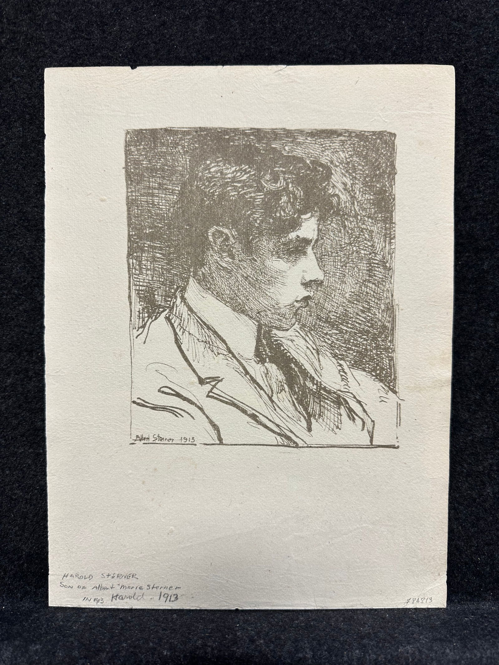 Albert Edward Sterner, original lithograph, signed in the plate, 1913: Artist: Albert Edward Sterner (Ger./Am., 1863-1946) Title: Harold Year: 1913 Medium: original lithograph Image Size: 6.7 x 5.7 inches Sheet Size: 10.5 x 8.6 inches Catalog reference: