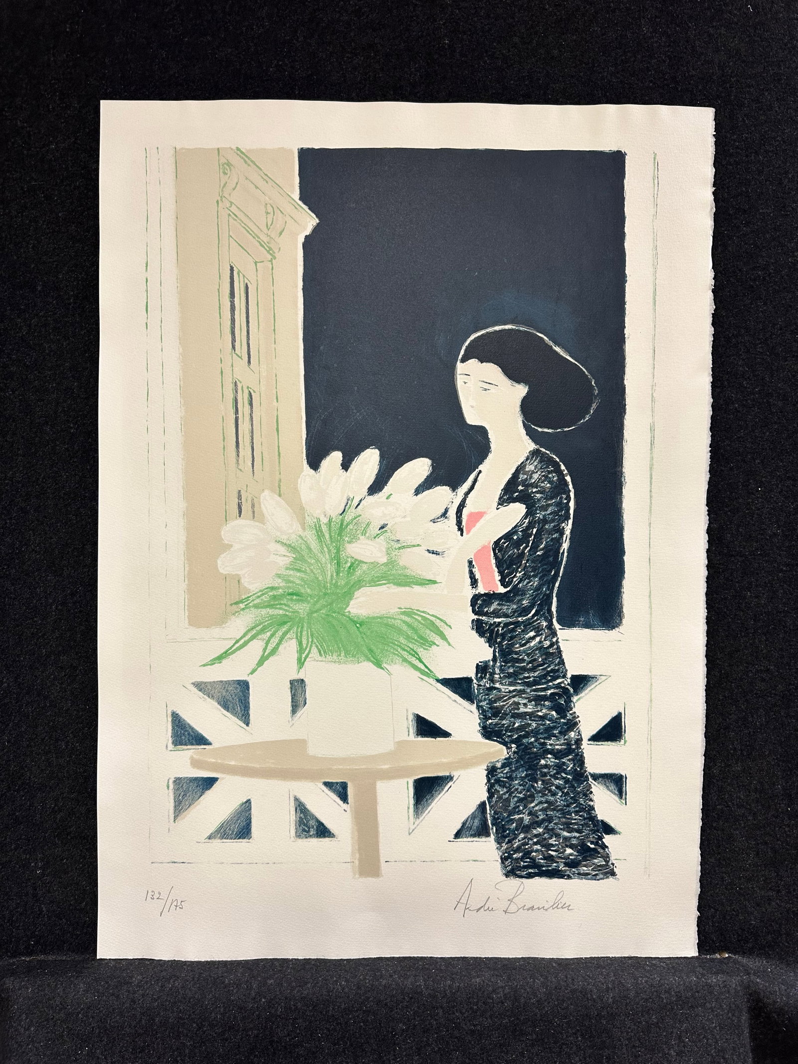 Andre Brasilier, original lithograph, pencil signed: Artist: Andre Brasilier (French, 1929-) Title: La Nuit Year: 1982 Medium: original lithograph Image Size: 25.5 x 17.6 inches Sheet Size: 29.9 x 21.2 inches Catalog reference: n/a<