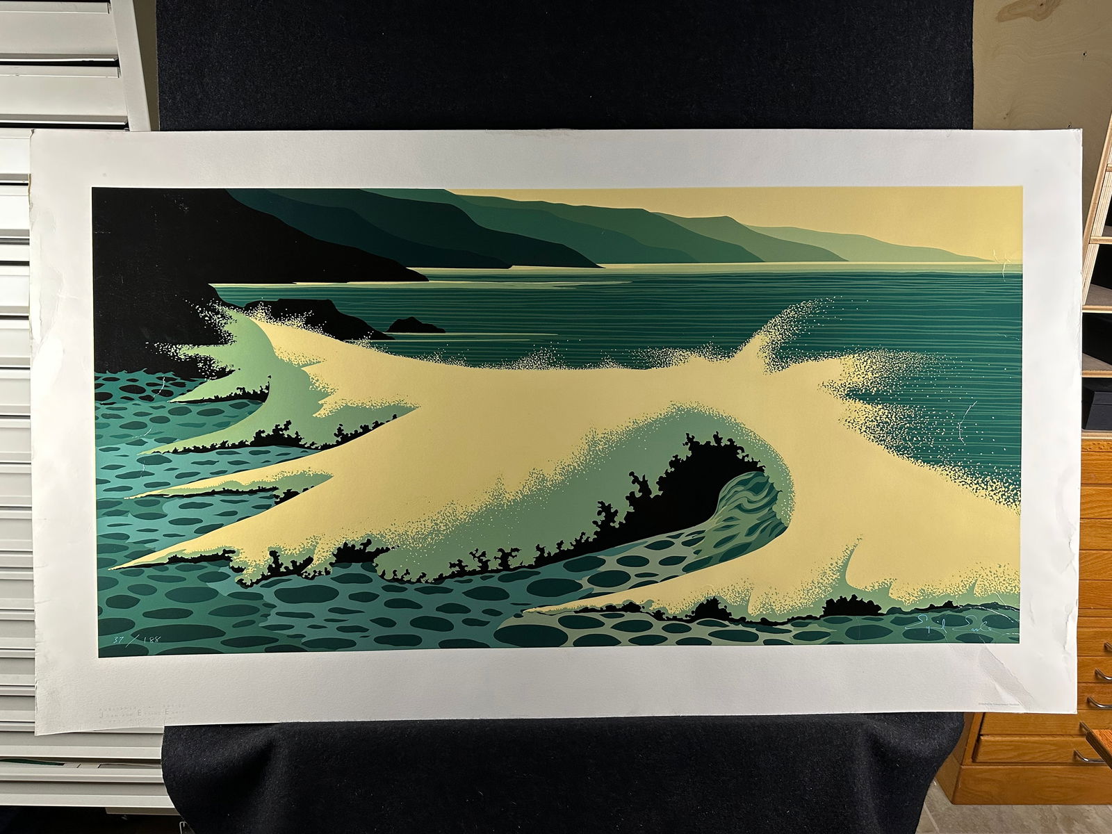 Eyvind Earle, original serigraph blue ink signed by hand (1 of 8)
