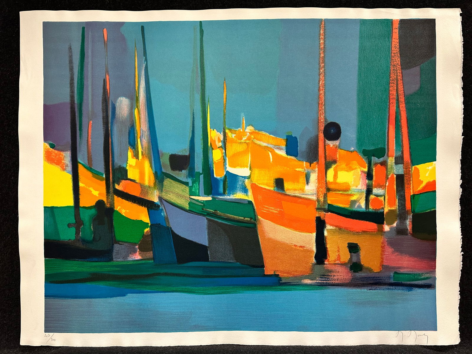 Marcel Mouly, pencil signed original lithograph: Artist: Marcel Mouly (French, 1918-2008) Title: assaouira Year: ca.1985 Medium: original lithograph Image Size: 22.1 x 28.0 inches Sheet Size: 23.9 x 31.3 inches Catalog reference: </