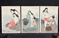 Kitagawa Utamaro, hand made polychrome woodblock, signed in the plate