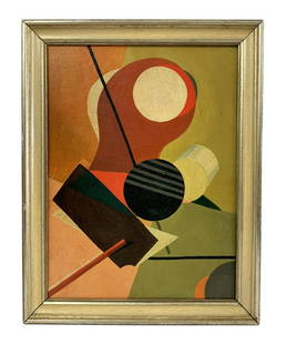 Albert Gallatin Abstract Composition Oil Painting: Albert Eugene Gallatin (American: 1882 - 1952) abstract composition oil painting on canvas board. Signed to lower left. Circa: 1930/1940s. Measures: 12" W x 16" H + 1" Frame. From a Bal Harbor estate.