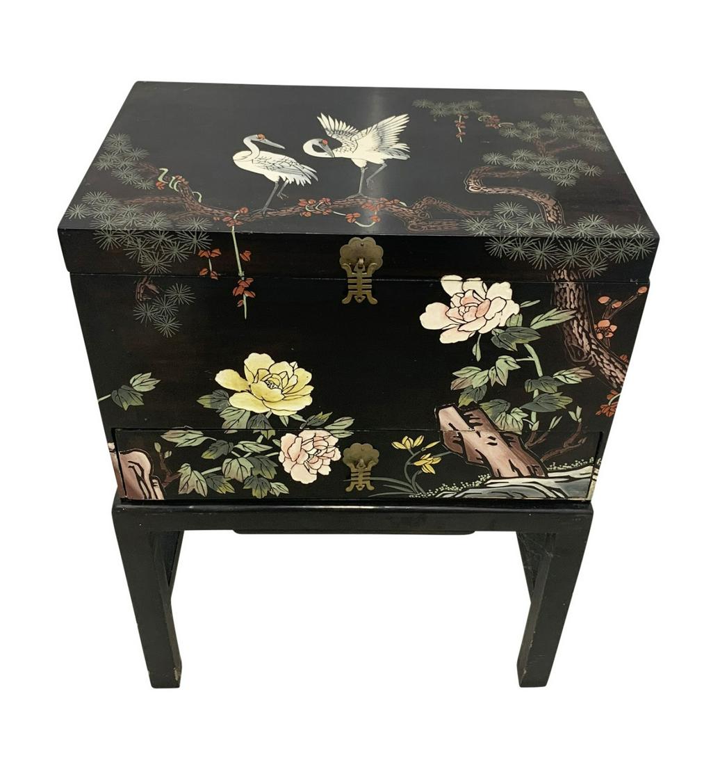 Chinese Hand Painted Lacquer Good Luck Trunk (1 of 1)