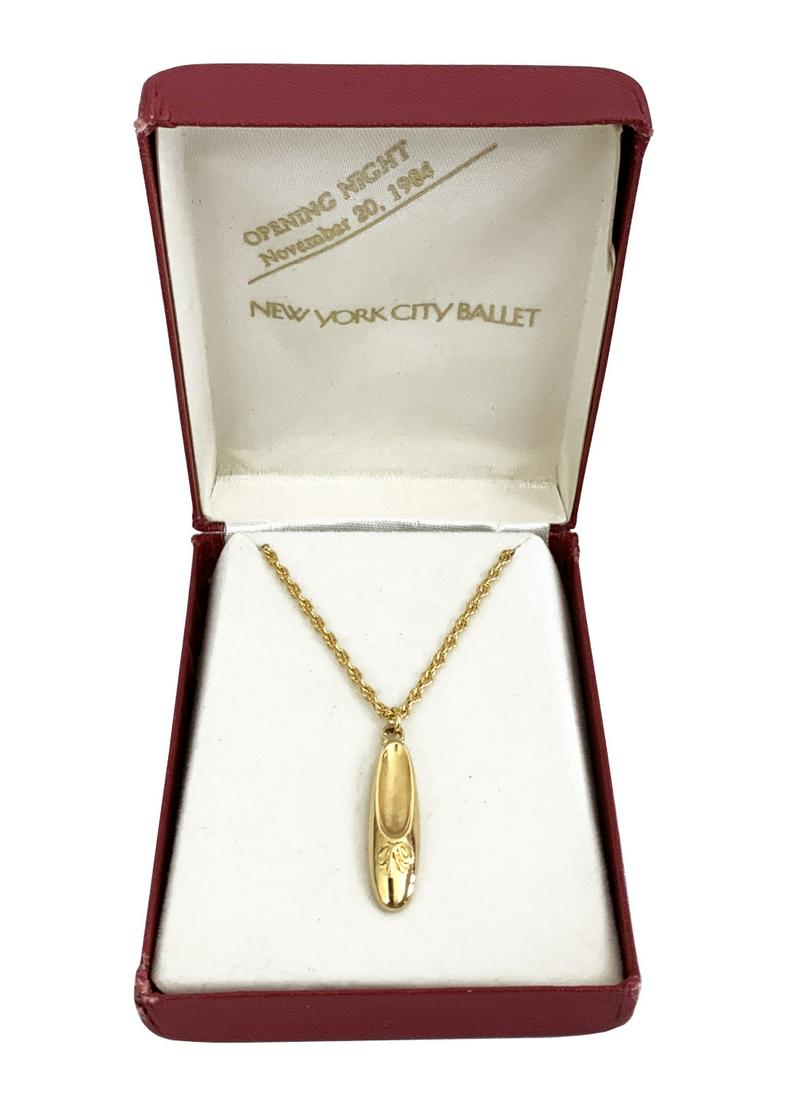 Cartier x NYCB Gold Pointe Shoe Pendant Necklace (1 of 3)