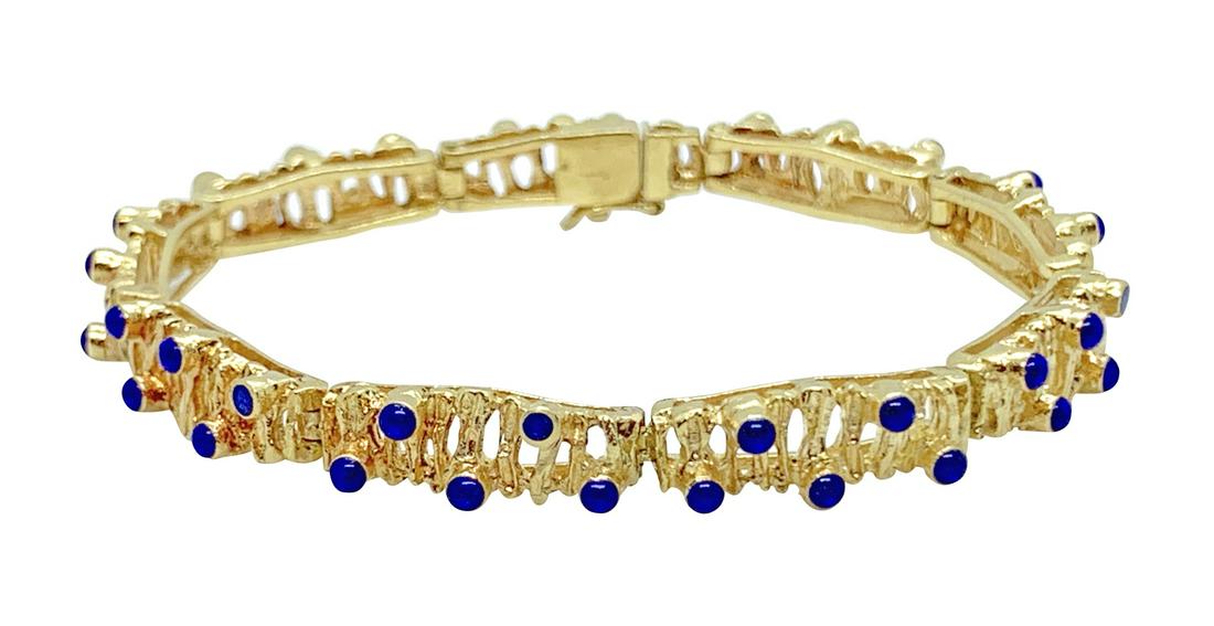 Italian 18K Gold & Enamel Link Bracelet (1 of 1)