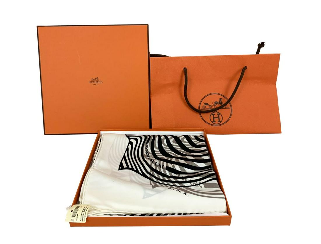 Hermes Paris "Onde de Chic" Zebra Silk Scarf (1 of 5)