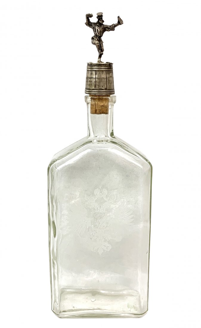 Russian Eagle Decanter w/ 84 Silver Judaica Topper (1 of 9)
