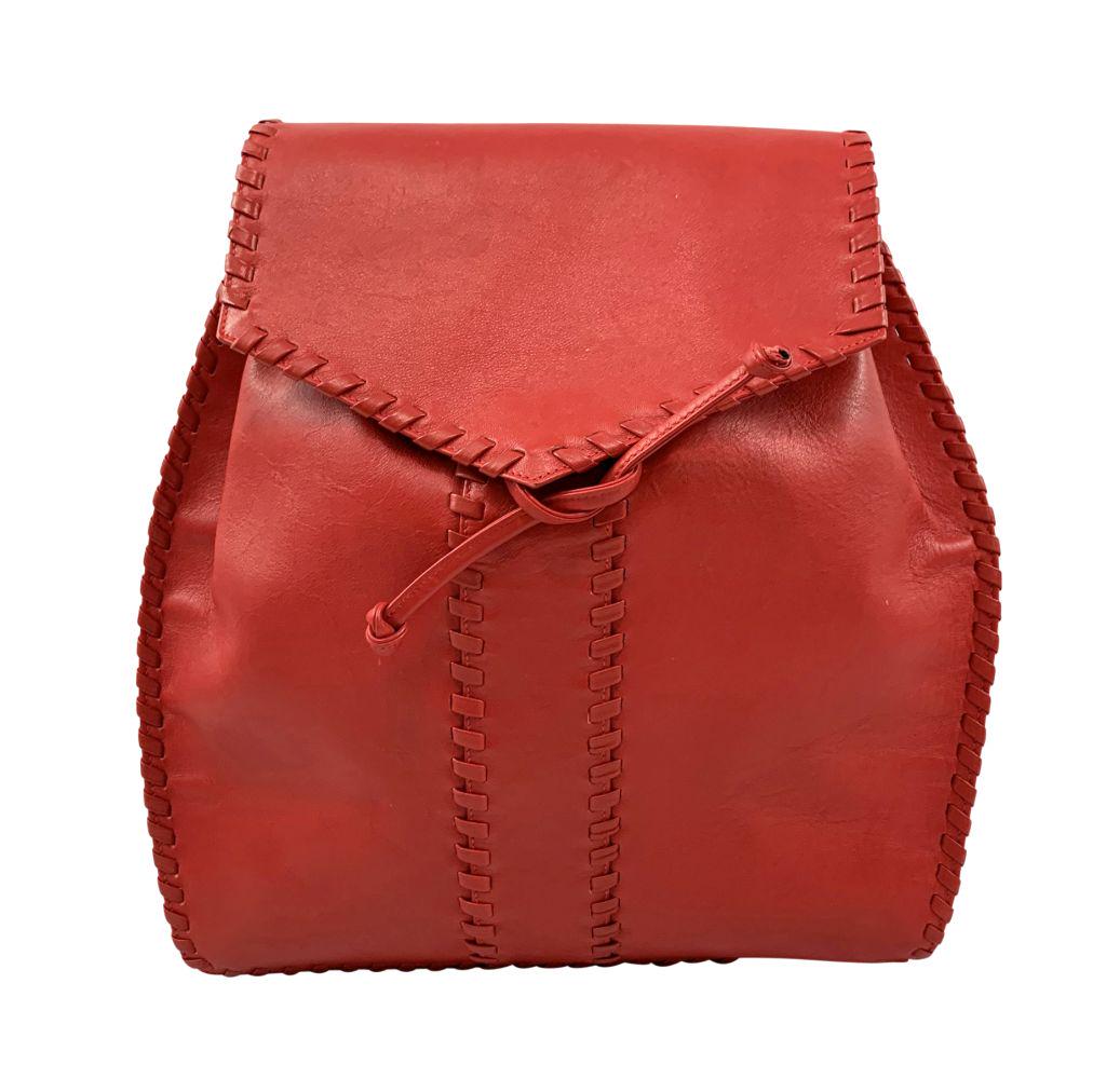 Yves St Laurent Red Leather Drawstring Backpack (1 of 9)