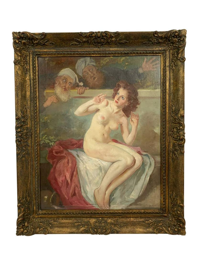 Maria Szantho "Susanna & The Elders" Oil Painting (1 of 11)