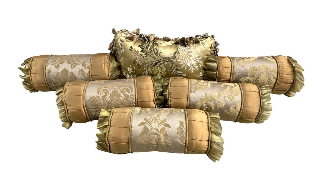 Six Hand Embroidered Silk Pillow Set (1 of 1)