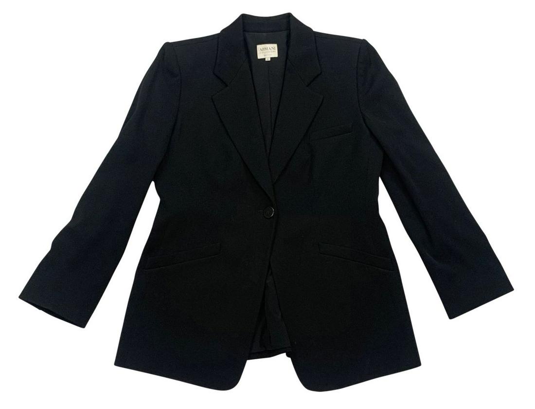 Armani Black Nylon Polyester Blazer Size 12 (1 of 3)