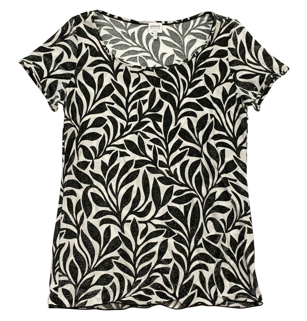 Armani B&W Floral Sparkle Blouse Sz 12 (1 of 2)