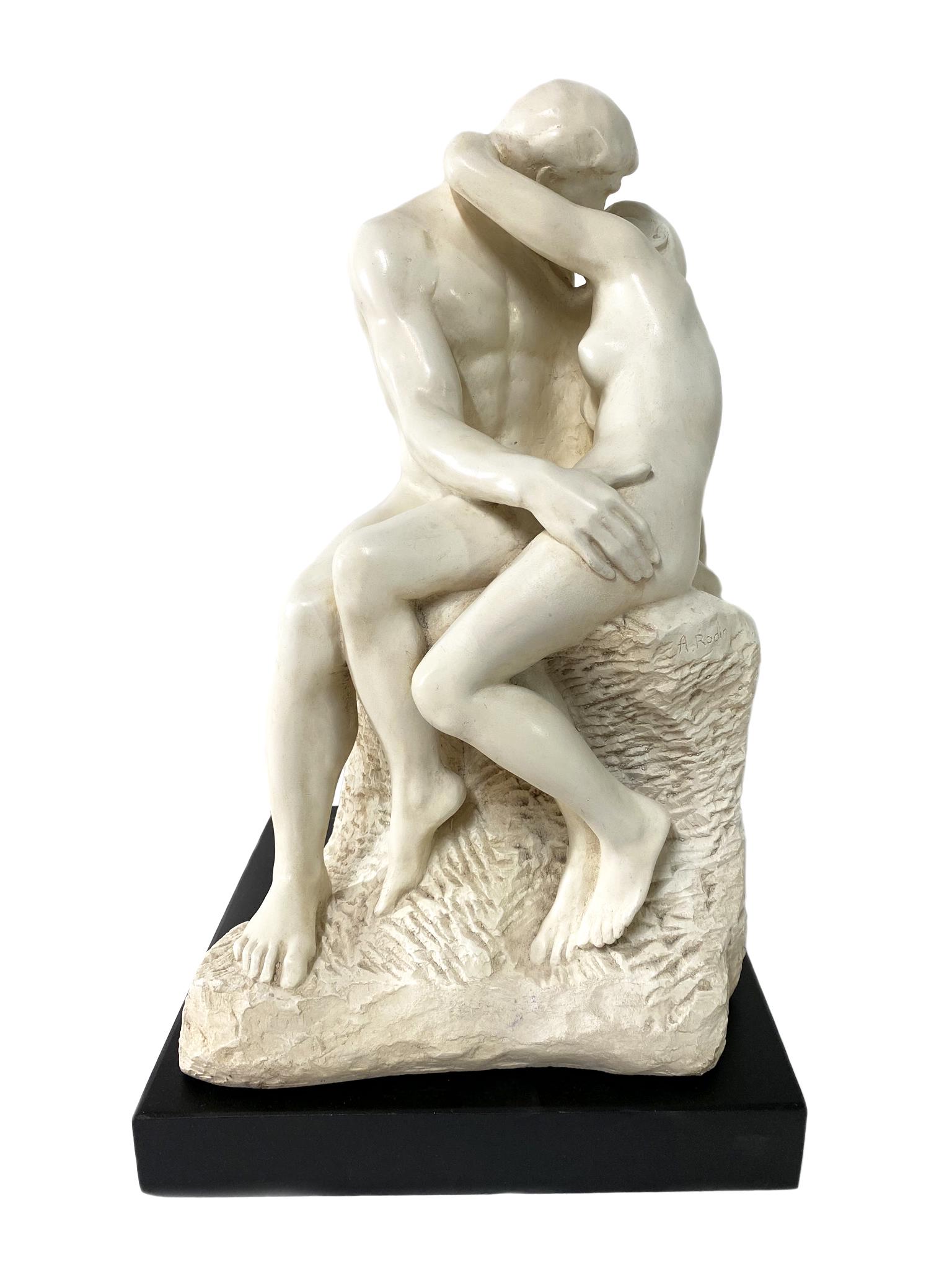 Rodin “Kiss” Sculpture by Sergey Eylanbekov: "The Kiss" by Sergey Eylanbekov after Auguste Rodin's 1889 marble sculpture which now rests at the Musee Rodin Paris, France. Circa: 1991. Inscribed signature and date to base. Measures: 16-3/4” H x