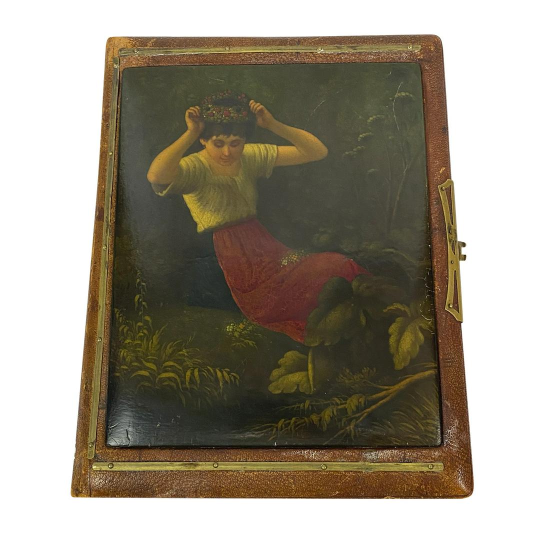 Antique Russian Lukutin Factory Papier Mache Album: Measures: Local Pick Up or Third Party Shipping Required.