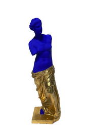 After Yves Klein Blue Gold Leaf Figural Sculpture