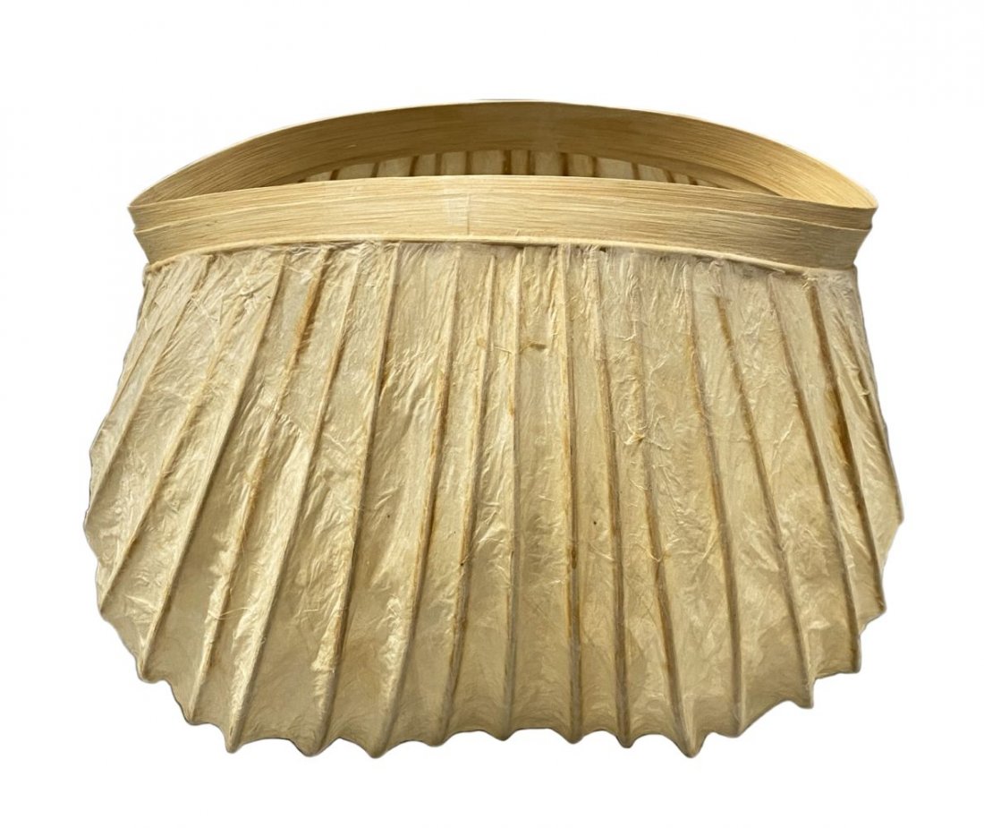 Mary Merkel-Hess Ribbed Gampi Paper Basket: Mary Merkel-Hess (American: B. 1949) vintage arts & crafts, hand made, ribbed tough Gampi paper basket / center bowl. Hand signed in ink to base. Measures: 14-1/2" L x 10-3/4" W x 11" H. From a Miami