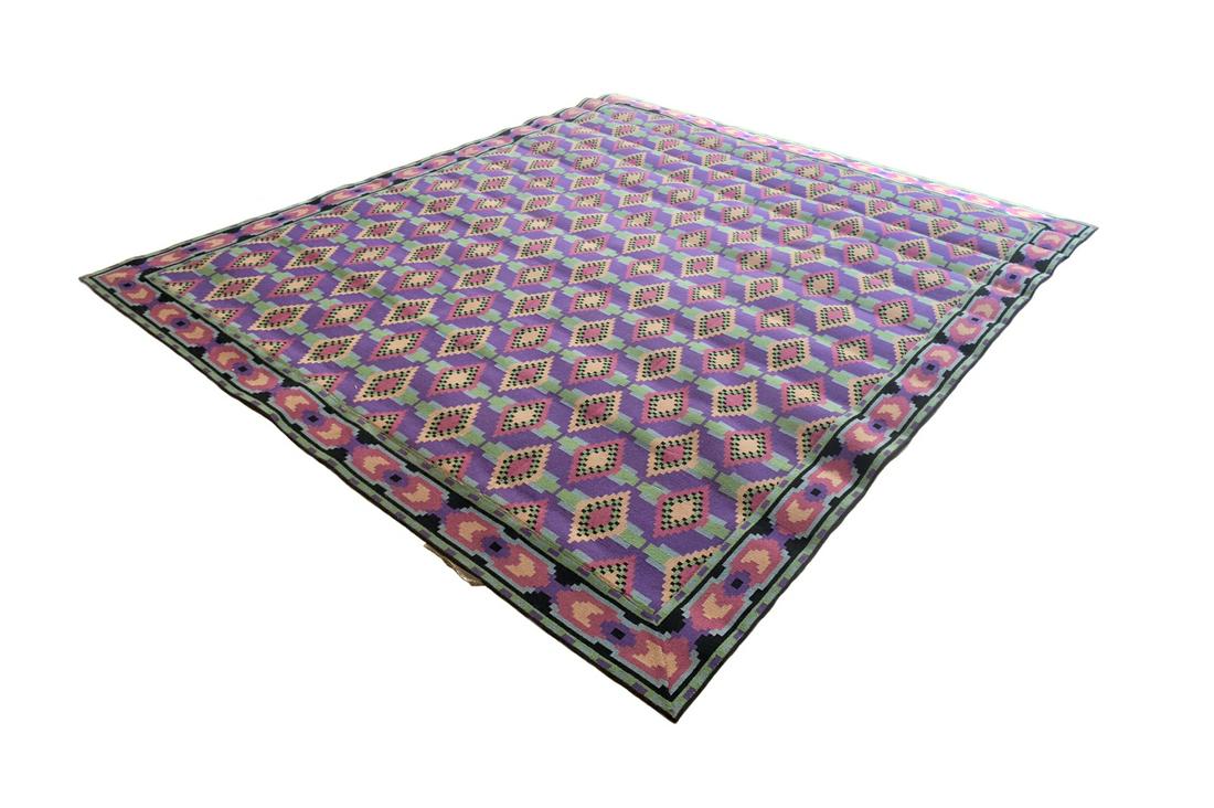 Vintage Stark Carpet Corp New York Area Rug: Vintage mid century modern geometrical Stark Carpet Corp New York area rug. Bears original label & signed to backside. Measures approx. 142" x 127" (11.8 ft x 10.5 ft). Local Pick Up or Third Party Sh