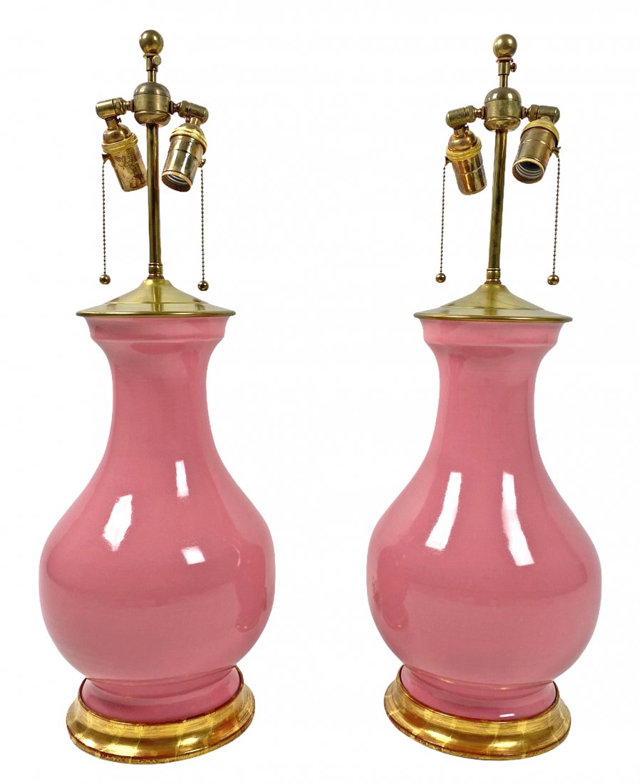 Pair of Christopher Spitzmiller Pink Designer Lamps (1 of 9)