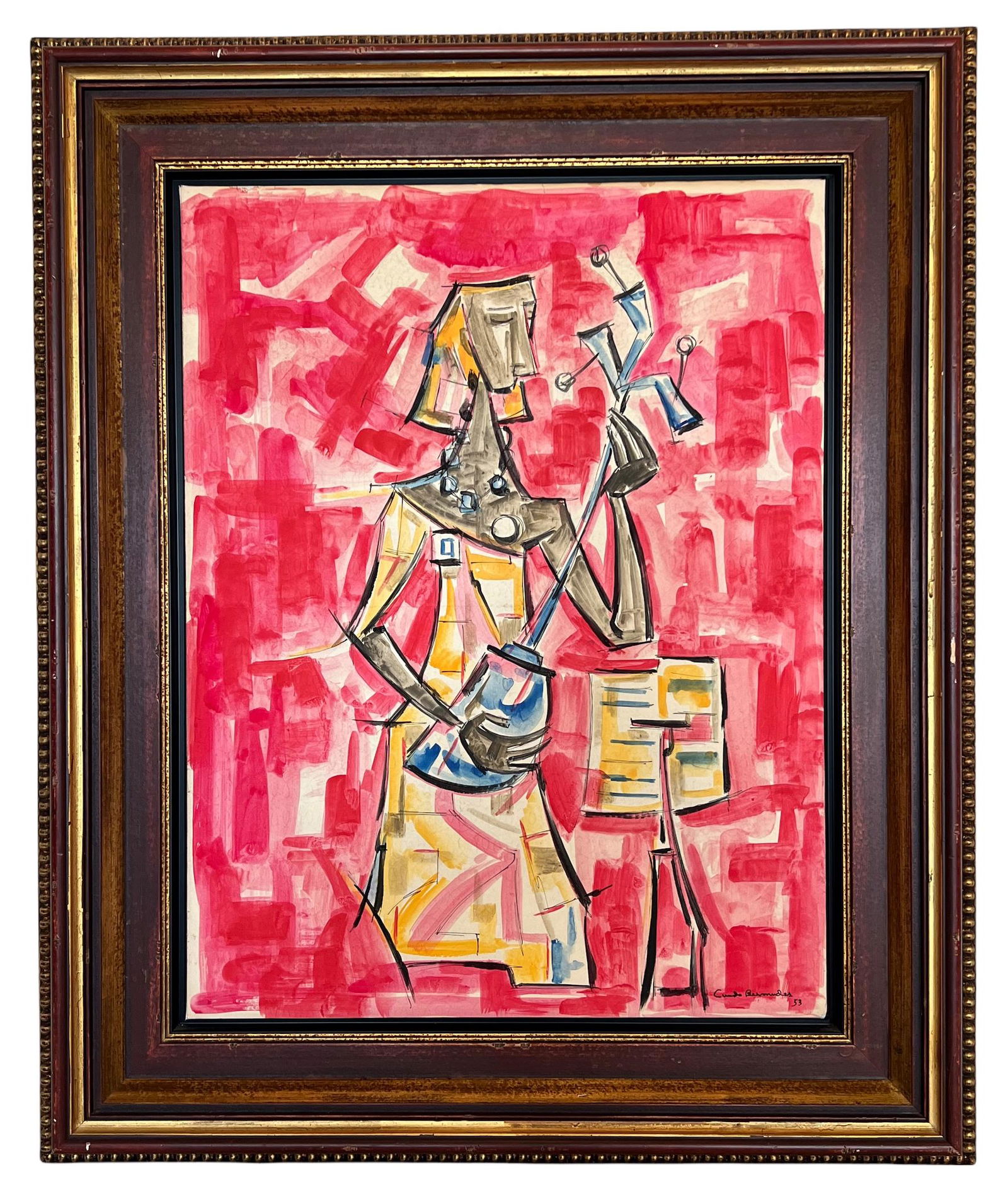 Cundo Bermudez "Tocando la Mandolina" Gouache (1 of 15)