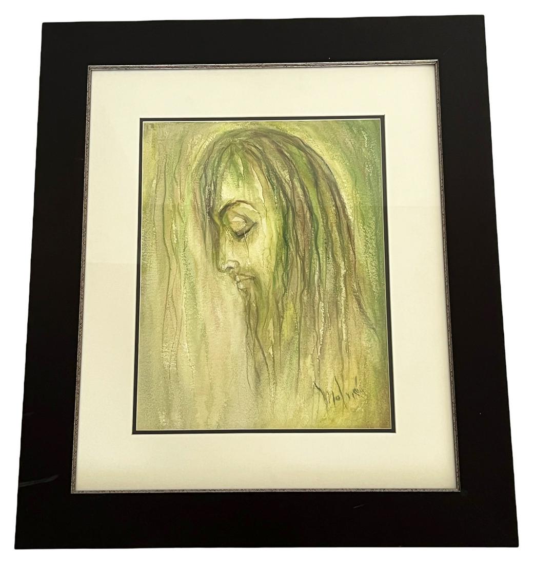 Hector Molne Mixed Media Christ Portrait Painting (1 of 7)