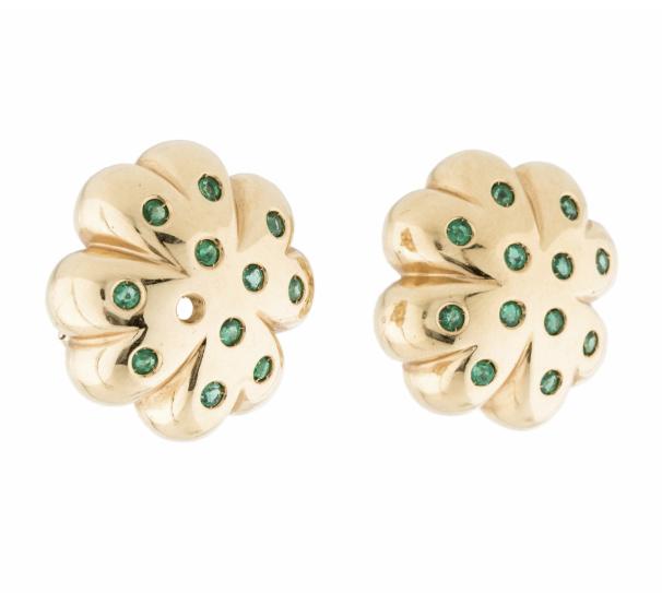 18K Yellow Gold & Emerald Earrings (1 of 2)