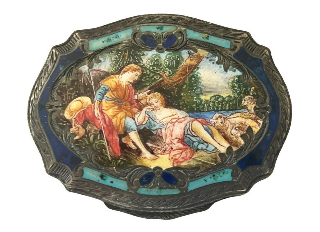 Antique European .800 Silver Enameled Compact (1 of 5)