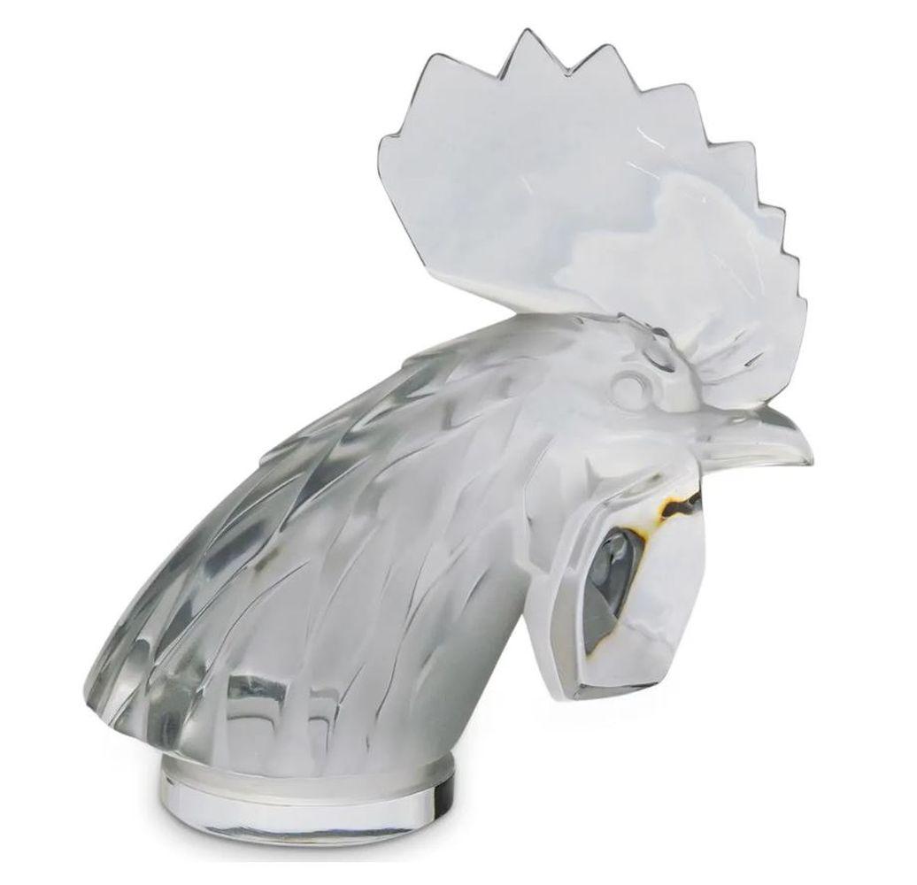 Lalique French Crystal Rooster Head Mascot (1 of 1)