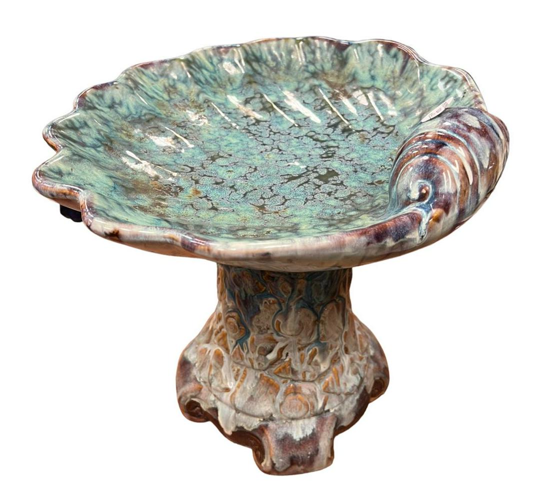 French Nouveau Flambe Pottery Bird Bath Centerbowl (1 of 10)