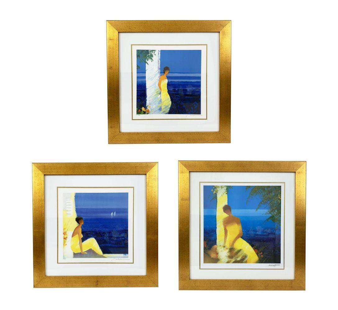 Lot of Three Emile Bellet Lithographs in Colours (1 of 4)
