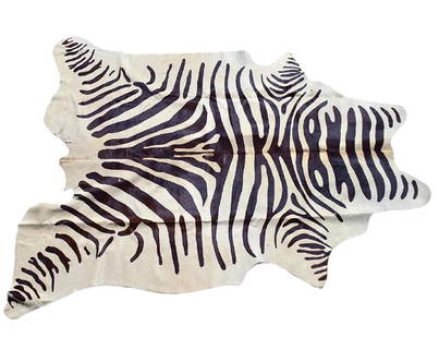 Zebra Skin Rug: Zebra Skin Rug. Length 7ft 2in. Width 5ft 10in. Provenance: Private Collection: Boca Raton, FL. Shipping: Purchaser local pick-up by request/appointment available for all items. Napoleons Fine Art