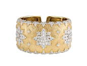 18K 4.5ctw Diamond Florentine Floral Cuff Bracelet