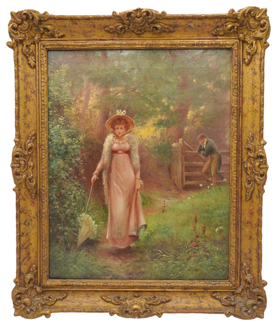 Herbert S. Percy “The Lovers” 19th C. Oil Painting (1 of 14)