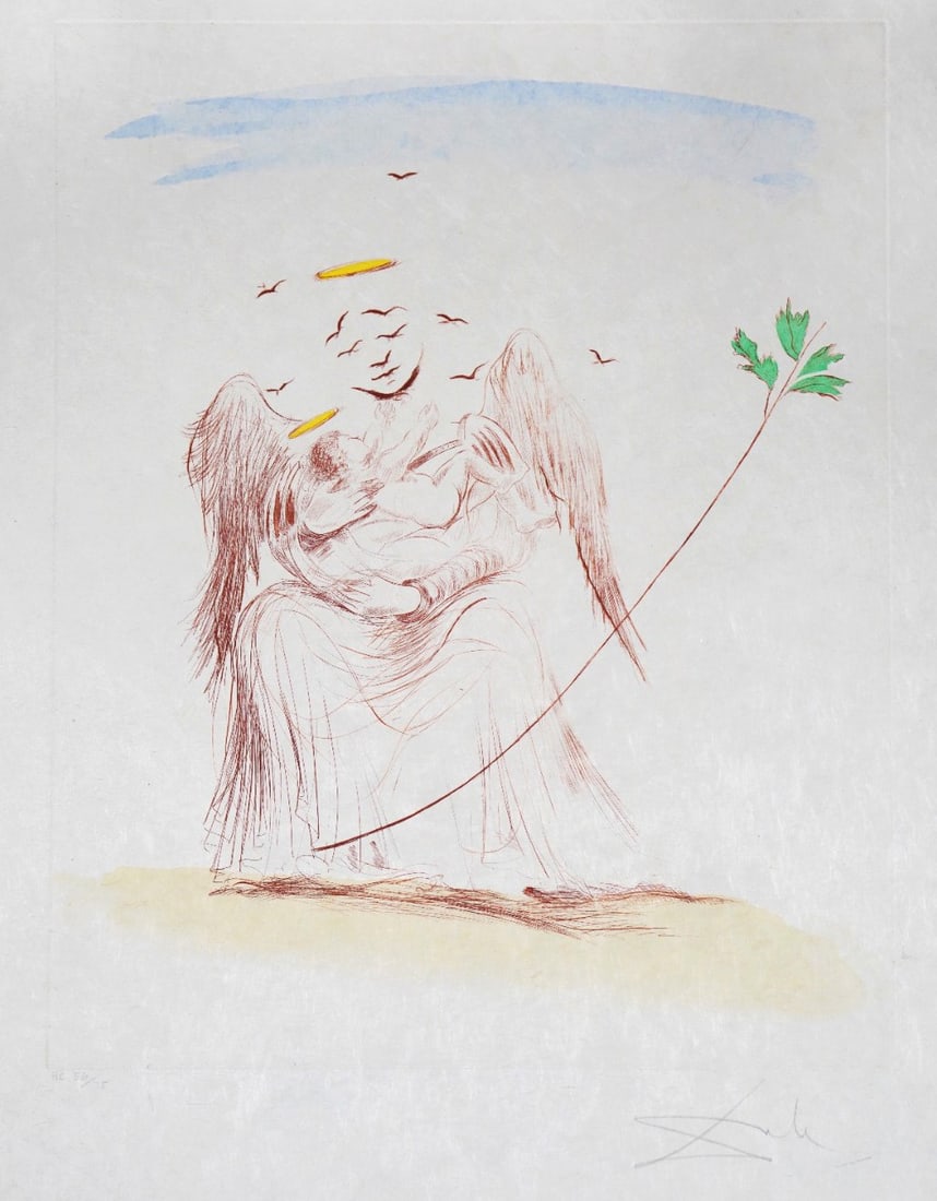 After Salvador Dali "Angel with Child" Etching (1 of 7)